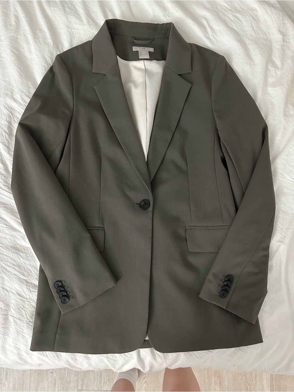 H&M Olive Green Single-Button Blazer